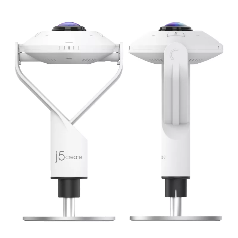 j5create JVCU360 360° Allround-Webcam, 1080p Videoaufnahme-Auflösung, Weiß und Schwarz