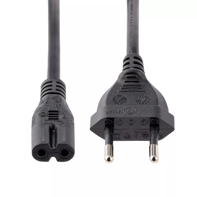 StarTech.com 3 m (10 ft) Laptop-Netzkabel, EU-Stecker auf C7, 2,5 A 250 V, 18 AWG, Laptop-Ersatzkabel, Drucker-Netzkabel, Laptop-Ladekabel, Laptop-Netzteilkabel, Schwarz