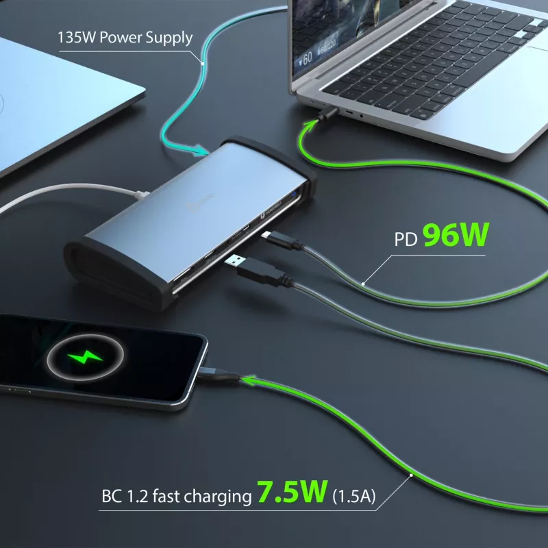 j5create JTD562 - 8K Thunderbolt™ 4 Dockingstation - EU, Kabelgebunden, Thunderbolt 4, 96 W, 3,5 mm, 10,100,1000 Mbit/s, Grau