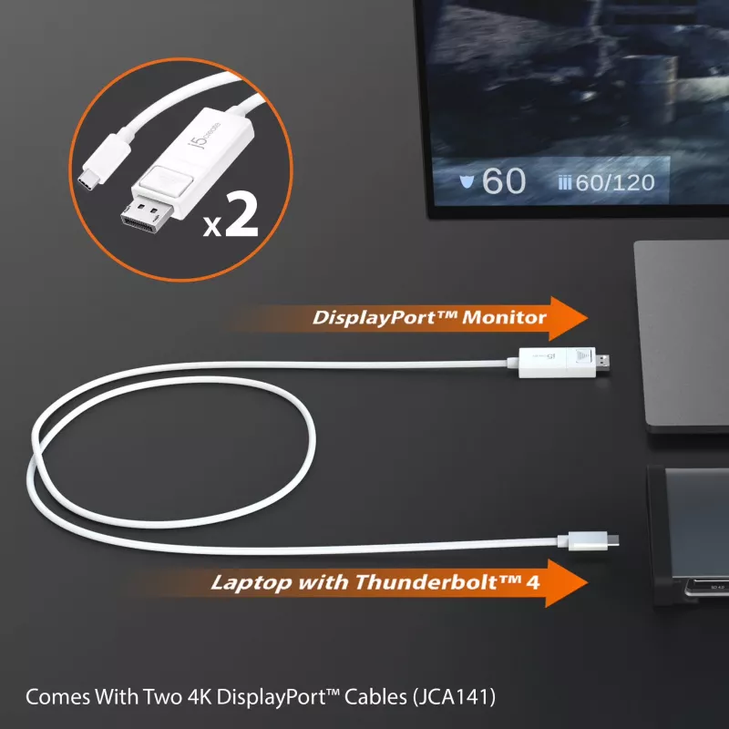 j5create JTD562 - 8K Thunderbolt™ 4 Dockingstation - EU, Kabelgebunden, Thunderbolt 4, 96 W, 3,5 mm, 10,100,1000 Mbit/s, Grau