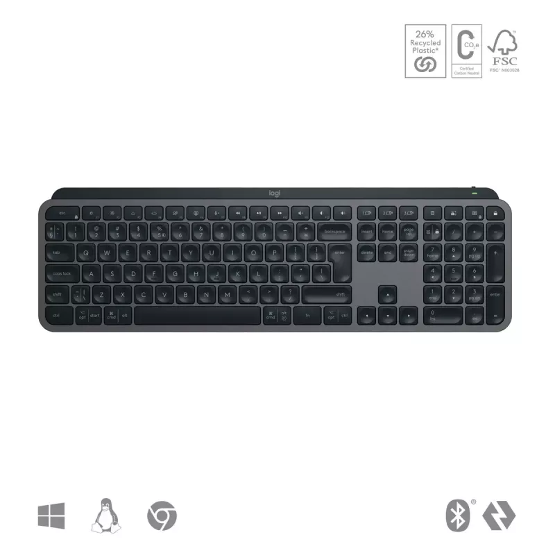 Logitech MX Keys S Tastatur Universal RF Wireless + Bluetooth AZERTY Belgisch Graphite
