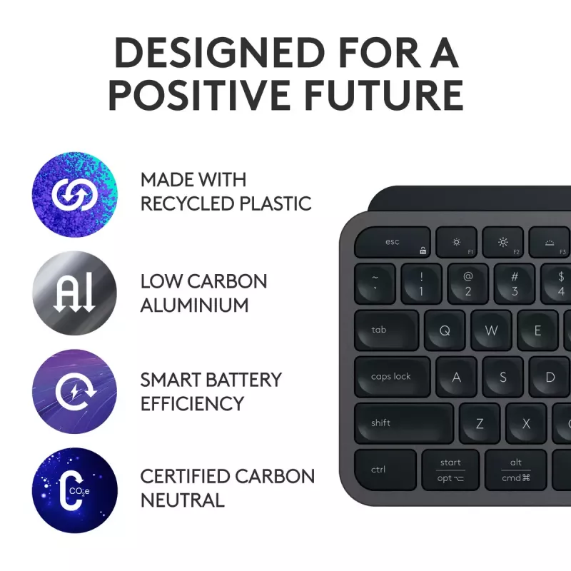 Logitech MX Keys S Tastatur Universal RF Wireless + Bluetooth AZERTY Belgisch Graphite