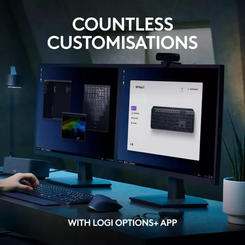Logitech MX Keys S Tastatur Universal RF Wireless + Bluetooth AZERTY Belgisch Graphite