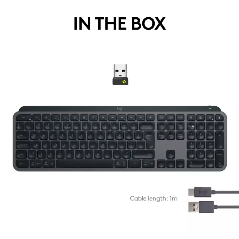 Logitech MX Keys S Tastatur Universal RF Wireless + Bluetooth AZERTY Belgisch Graphite