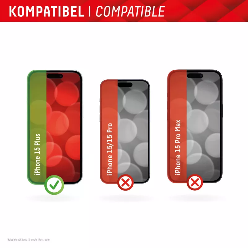 Displex Displayschutzfolie + Hülle für Apple iPhone 15 Plus, Eco-Montagerahmen, kratzfest