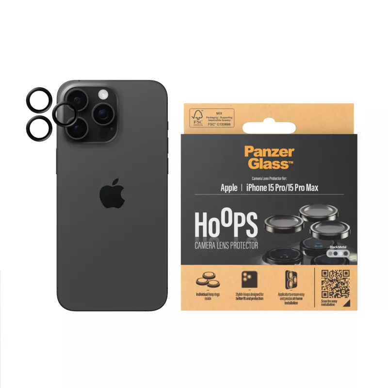 PanzerGlass® Hoops® Metal Camera Lens Protector Schwarz iPhone 15 Pro | 15 Pro Max