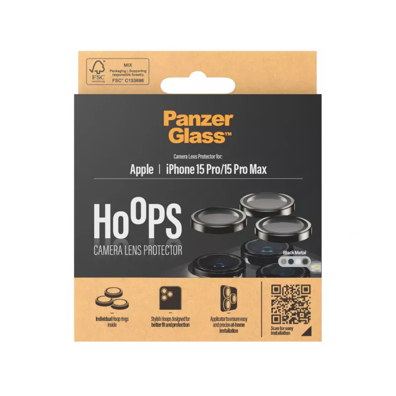 PanzerGlass® Hoops® Metal Camera Lens Protector Schwarz iPhone 15 Pro | 15 Pro Max