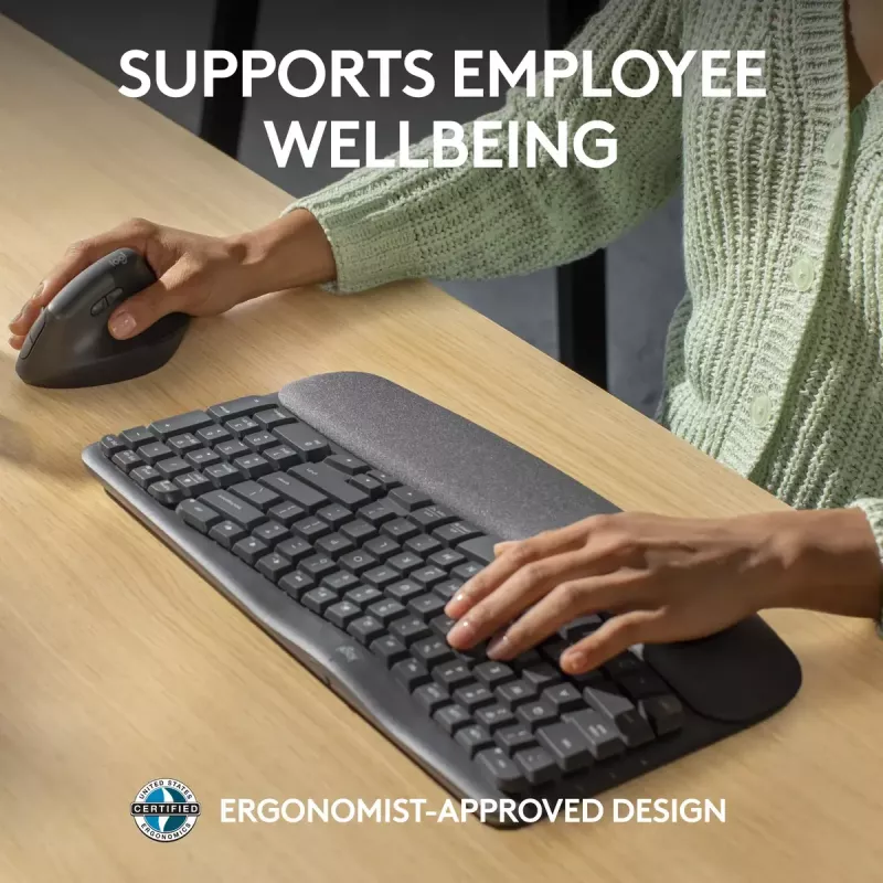 Logitech Wave Keys for Business Ergonomische Tastatur Full-Size Kabellos