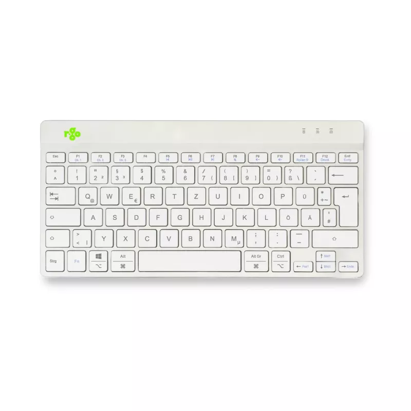 R-Go Tools Ergonomische Tastatur R-Go Compact Break, kompakte Tastatur mit Pausen-Software, QWERTZ (DE), Bluetooth, weiß