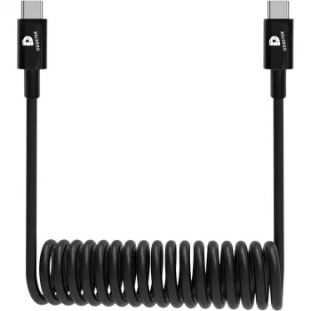 DEQSTER Spiralkabel USB-C auf USB-C, 0,8 m, USB C, USB C, 0,48 Gbit/s, Schwarz