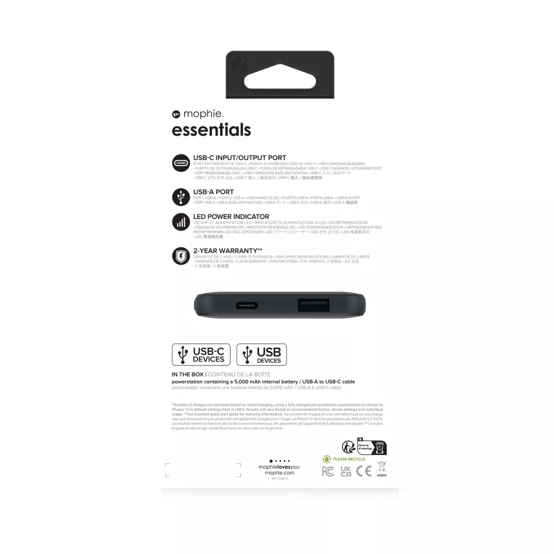 mophie essentials powerstation 5K 5000 mAh Schwarz