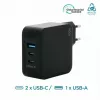 Ravanson Mobilis Ladegerät 100W GaN 2×USB‑C + 1×USB‑A AC für den Innenbereich — für Laptop, Smartphone, Tablet — Schwarz