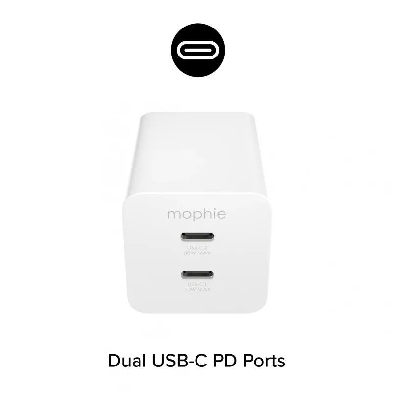 Netzteil Zagg 50W 2x USB-C Weiß — Zagg mophie essentials