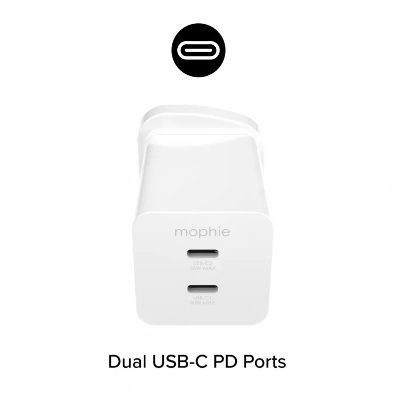 Netzteil Zagg 50W 2x USB-C Weiß — Zagg mophie essentials