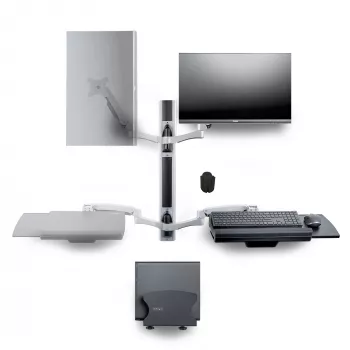 StarTech.com Wandmontage-Workstation, VESA-Halterung für 32-Zoll-Monitore (22 lb/10 kg), voll bewegliche Einzelmonitorhalterung und Tastaturablage mit Desktop-Computer/PC-Halterung, Stehpult