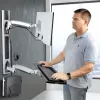 StarTech.com Wandmontage-Workstation, VESA-Halterung für 32-Zoll-Monitore (22 lb/10 kg), voll bewegliche Einzelmonitorhalterung und Tastaturablage mit Desktop-Computer/PC-Halterung, Stehpult