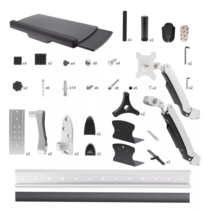 StarTech.com Wandmontage-Workstation, VESA-Halterung für 32-Zoll-Monitore (22 lb/10 kg), voll bewegliche Einzelmonitorhalterung und Tastaturablage mit Desktop-Computer/PC-Halterung, Stehpult