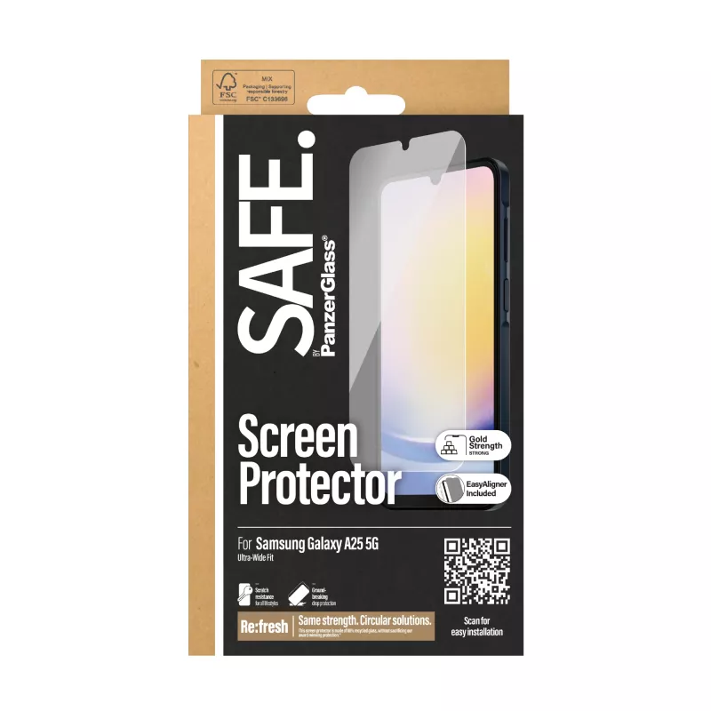 PanzerGlass SAFE. by ® Displayschutz Samsung Galaxy A25 5G | Ultra-Wide Fit mit EasyAligner