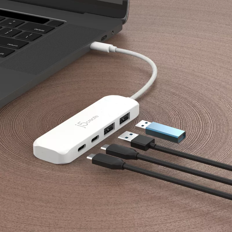 j5create Umweltfreundlicher USB-C- auf 4-Port Type-C & Type-A Gen 2 Hub