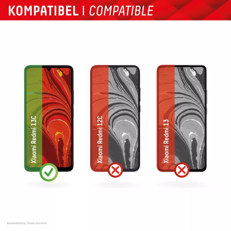 Displex Smart Glass (9H) für Xiaomi Redmi 13C, Montageaufkleber, unzerbrechlich