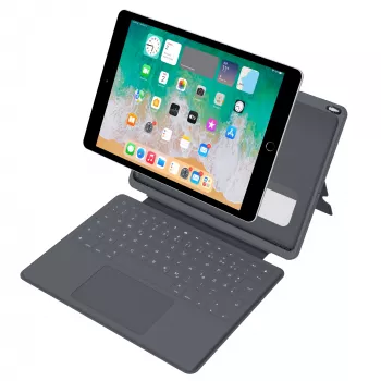 ASTAR DEQSTER Smart Rugged Touch Plus Tastatur 10,2 Zoll — QWERTZ Deutsch, mechanische Schalter, Smart Connector-Docking, Grau