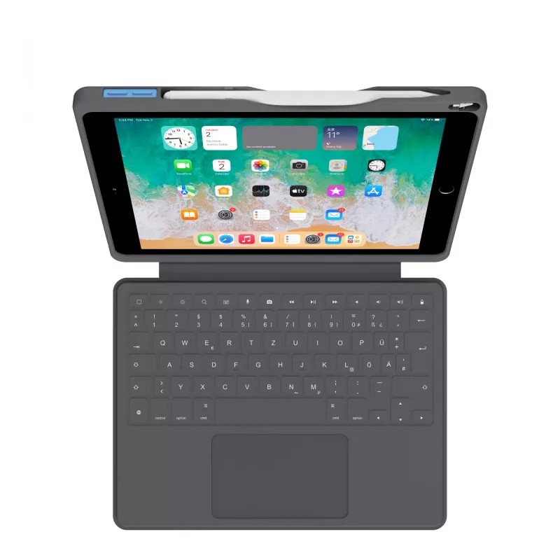 ASTAR DEQSTER Smart Rugged Touch Plus Tastatur 10,2 Zoll — QWERTZ Deutsch, mechanische Schalter, Smart Connector-Docking, Grau