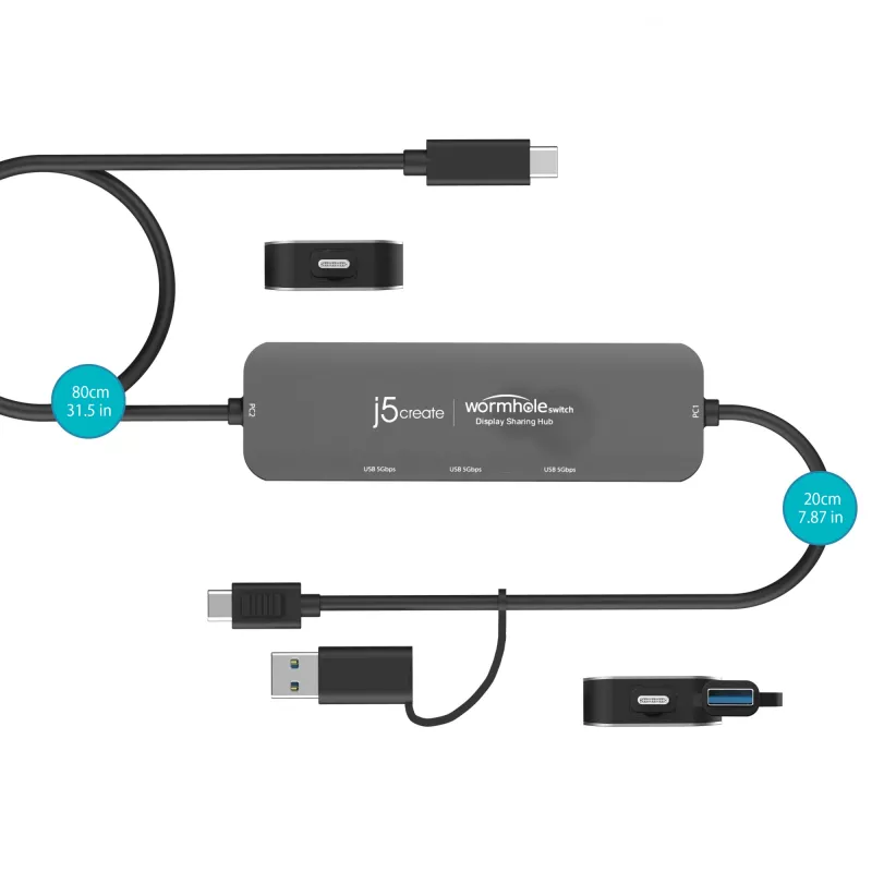 j5create JCH462 Wormhole Switch™ Display Sharing Hub, Schwarz