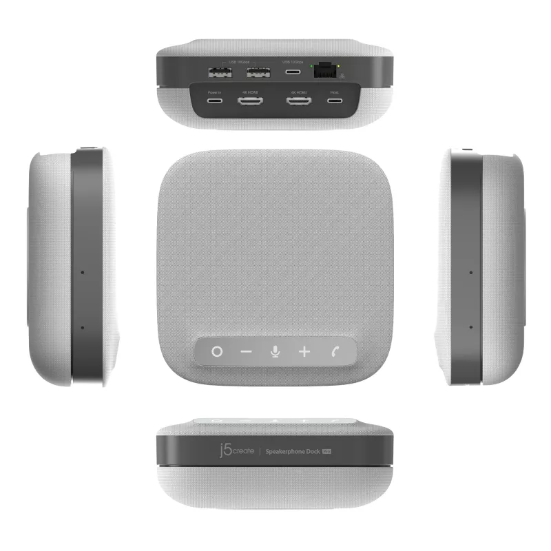 j5create JCDS337 USB-C® Dual 4K Speakerphone Dock Pro, Schwarz