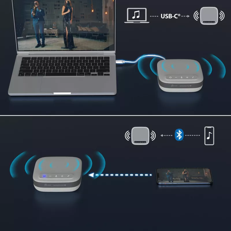 j5create JCDS337 USB-C® Dual 4K Speakerphone Dock Pro, Schwarz