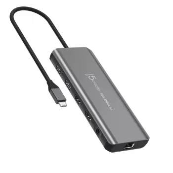j5create JCD398 USB-C® Dual 4K HDMI™ 10Gbps Mini Dock, Schwarz