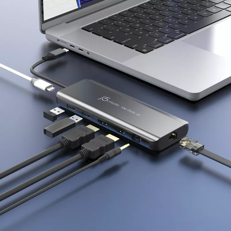 j5create JCD398 USB-C® Dual 4K HDMI™ 10Gbps Mini Dock, Schwarz