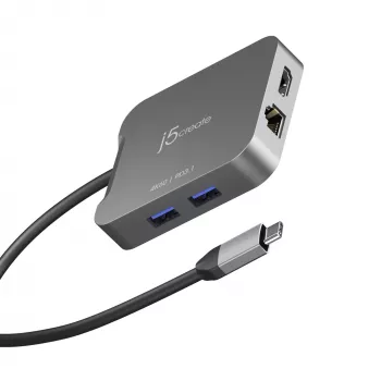 j5create JCD3191 4K60 Elite USB-C® Travel Adapter, Schwarz