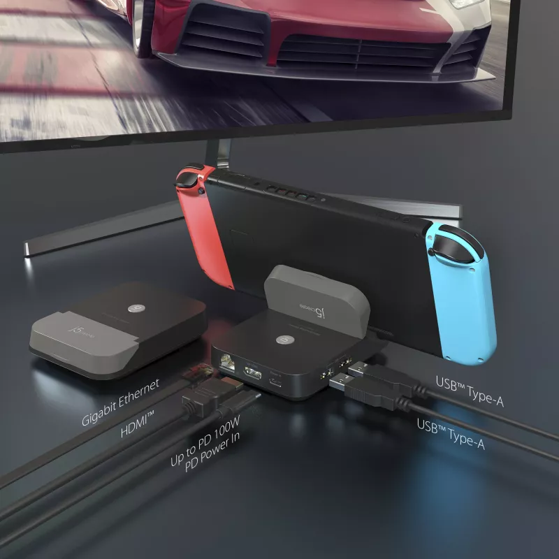 j5create JCD620 Mini Docking Station für Nintendo Switch™, Schwarz