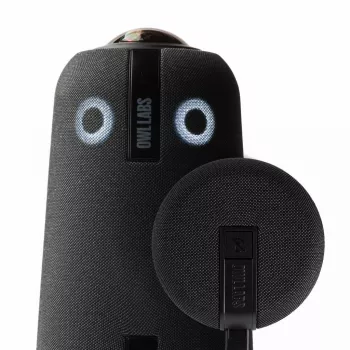 Owl Labs Meeting Owl 4+ und Expansion Mic für Meeting Owl 4+ - Erweitern Sie die Audio-Reichweite in größeren Räumen um 8 Fuß (2,5 Meter) in Richtung des Mikrofons.