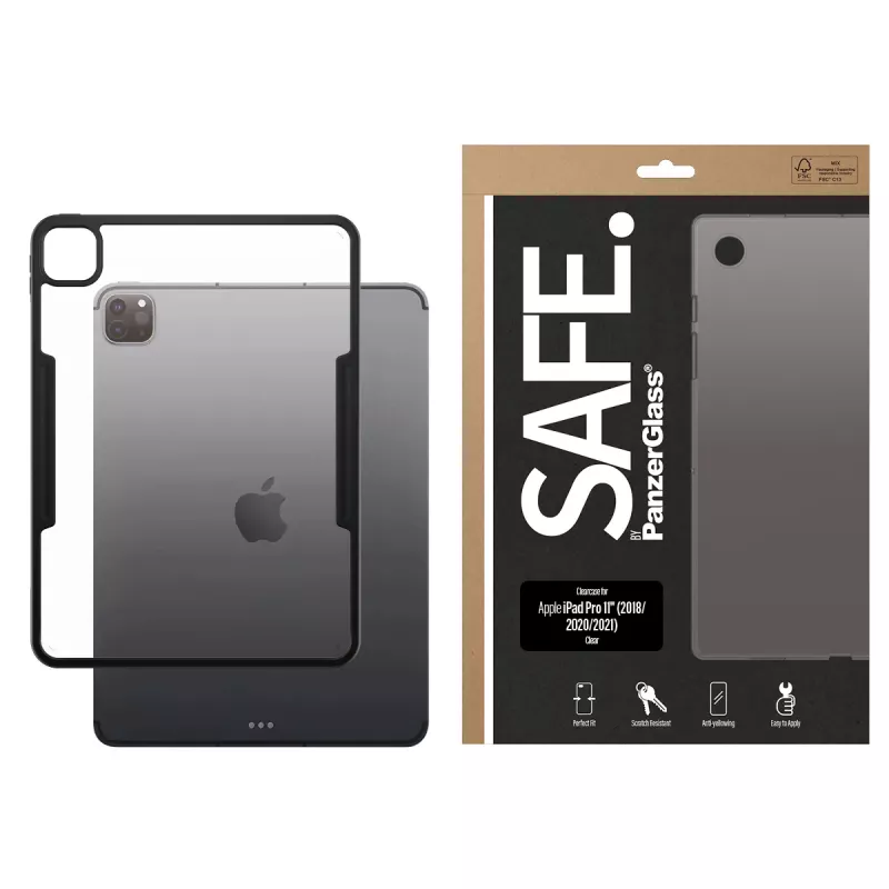 Clear TPU Hülle PanzerGlass SAFE für Apple iPad Pro 11 Zoll (2018, 2020, 2021, 2022, 2024) Transparent