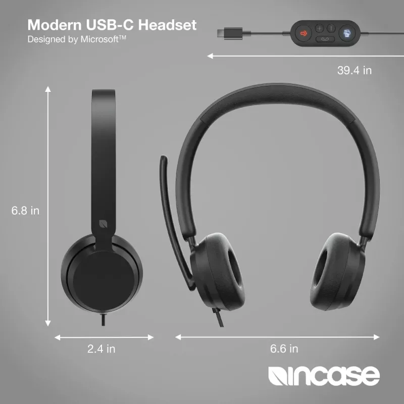 Incase Designed by Microsoft Modern USB-C Headset Kabelgebundenes Headset Head-Band Büro/Callcenter USB Typ-C Schwarz