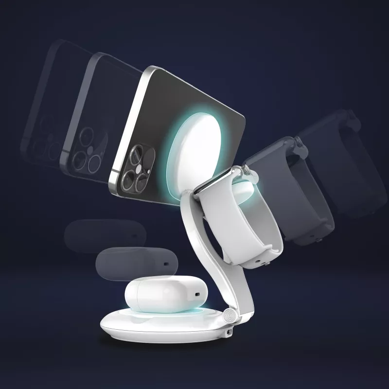 j5create Qi2 magnetische, faltbare 3-in-1-Ladestation Indoor USB Smartwatch Kopfhörer Smartphone