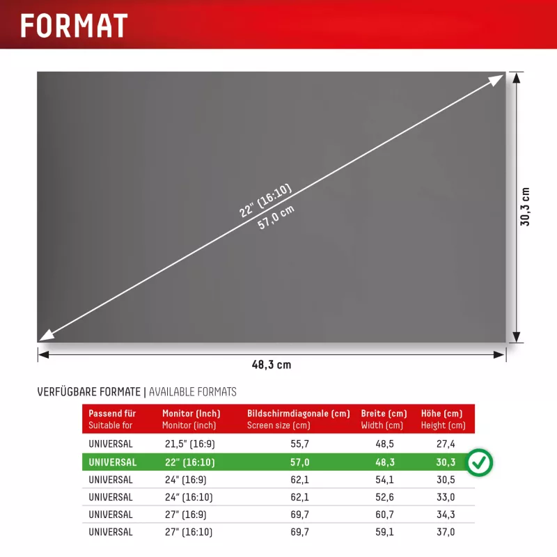 Displex PRIVACY SAFE abnehmbarer 2-Wege-Sichtschutzfilter für Desktop-Monitor 22'' (16:10)