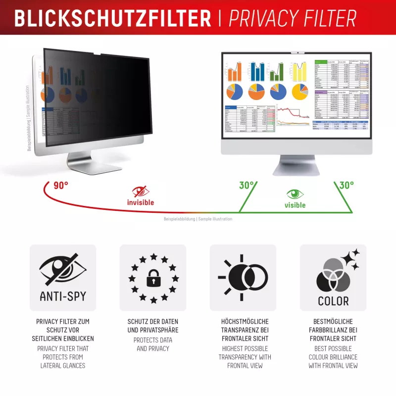 Displex PRIVACY SAFE abnehmbarer 2-Wege-Sichtschutzfilter für iMac 24 Zoll M1 (2021)/ M3 (2023)/ M4 (2024)