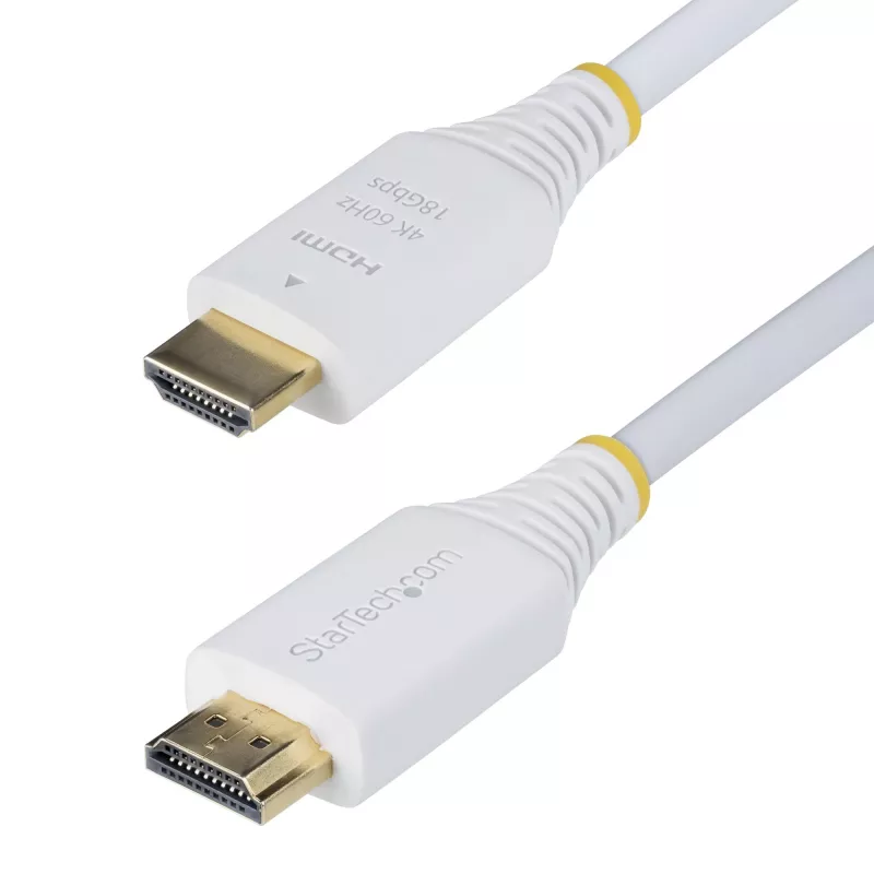 StarTech.com 1,8m Premium zertifiziertes High Speed HDMI Kabel, 4K 60Hz/1440p 144Hz, HDR10/HDCP 2.2/ARC, 18Gbps, UHD HDMI 2.0 Kabel für TV/Monitor/Anzeige, TPE Mantel, Weiß
