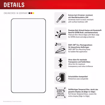 Displex Premium Displayschutzfolie (Full Cover, 10H) für Samsung Galaxy S25 Edge, Eco-Montagerahmen, Full Cover