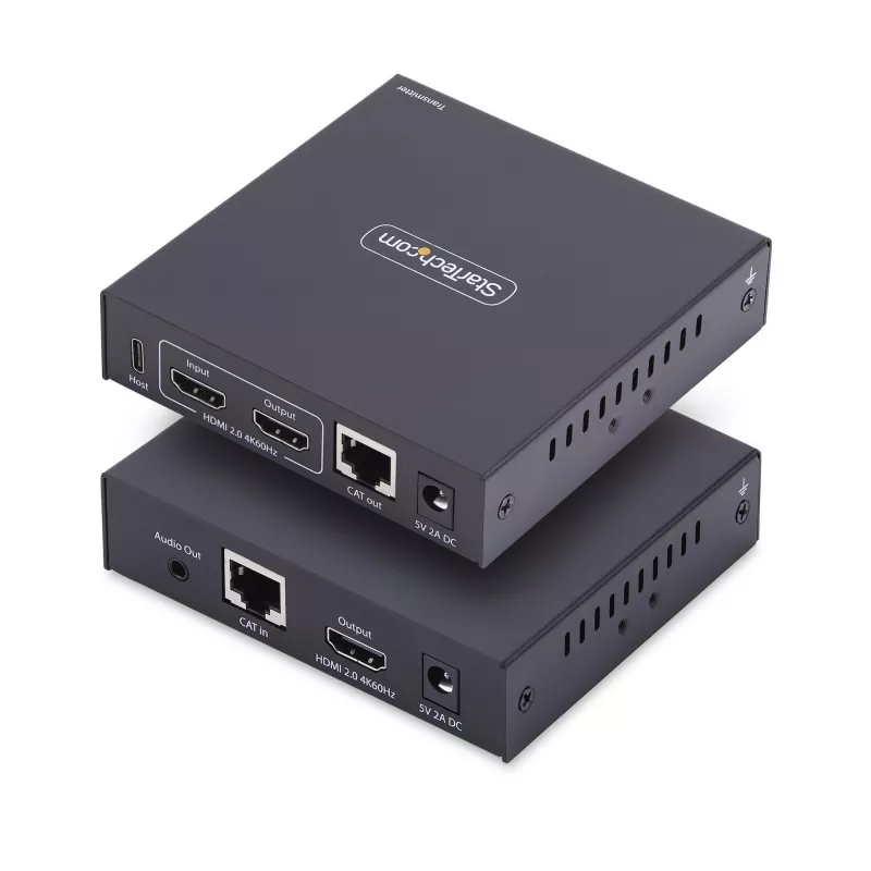 StarTech.com HDMI KVM Extender über IP-Netzwerk, 4K 60Hz, treiberlos, HDMI und USB über Ethernet/CAT6, AVoIP, Sender- und Empfänger-Kit, inklusive Montagesets