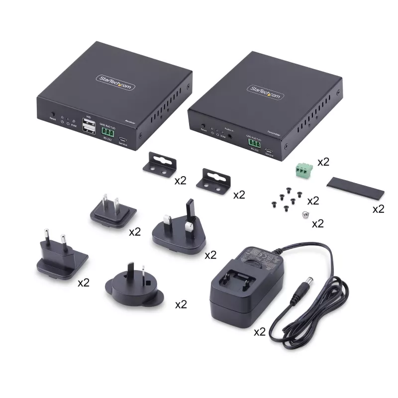 StarTech.com HDMI KVM Extender über IP-Netzwerk, 4K 60Hz, treiberlos, HDMI und USB über Ethernet/CAT6, AVoIP, Sender- und Empfänger-Kit, inklusive Montagesets