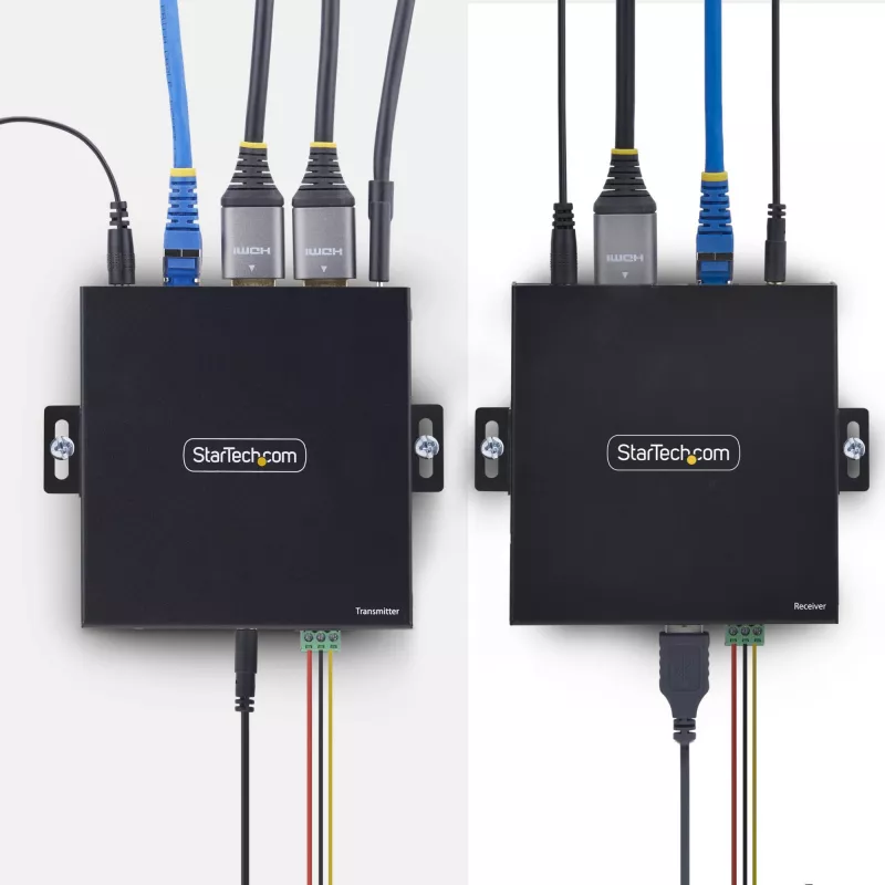 StarTech.com HDMI KVM Extender über IP-Netzwerk, 4K 60Hz, treiberlos, HDMI und USB über Ethernet/CAT6, AVoIP, Sender- und Empfänger-Kit, inklusive Montagesets