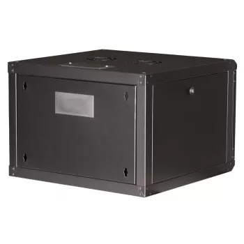 Wandmontiertes 19-Zoll-Rack-Gehäuse ROLINE Pro 7U 600x600 BxT, schwarz, Schlüsselschloss, IP20