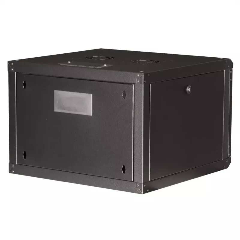 Wandmontiertes 19-Zoll-Rack-Gehäuse ROLINE Pro 7U 600x600 BxT, schwarz, Schlüsselschloss, IP20