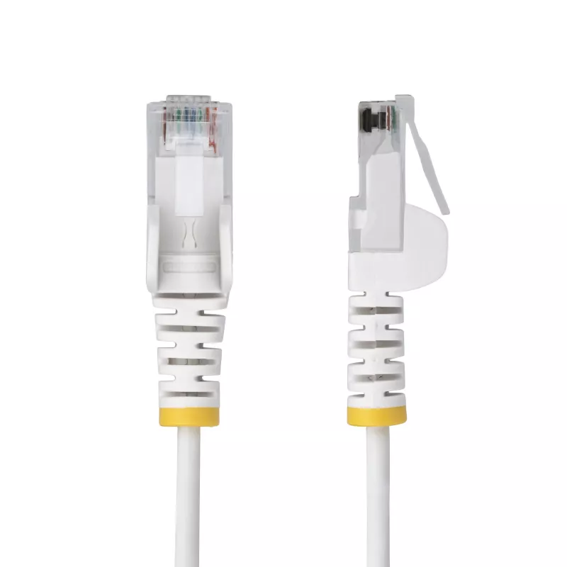 StarTech.com 1m weißes schlank CAT6 Ethernet-Kabel, rastnasenfrei, 100W PoE, UTP, LSZH, 28AWG reiner blanker Kupferdraht, schlank RJ45 Netzwerk-Patchkabel mit Zugentlastung, einzeln getestet