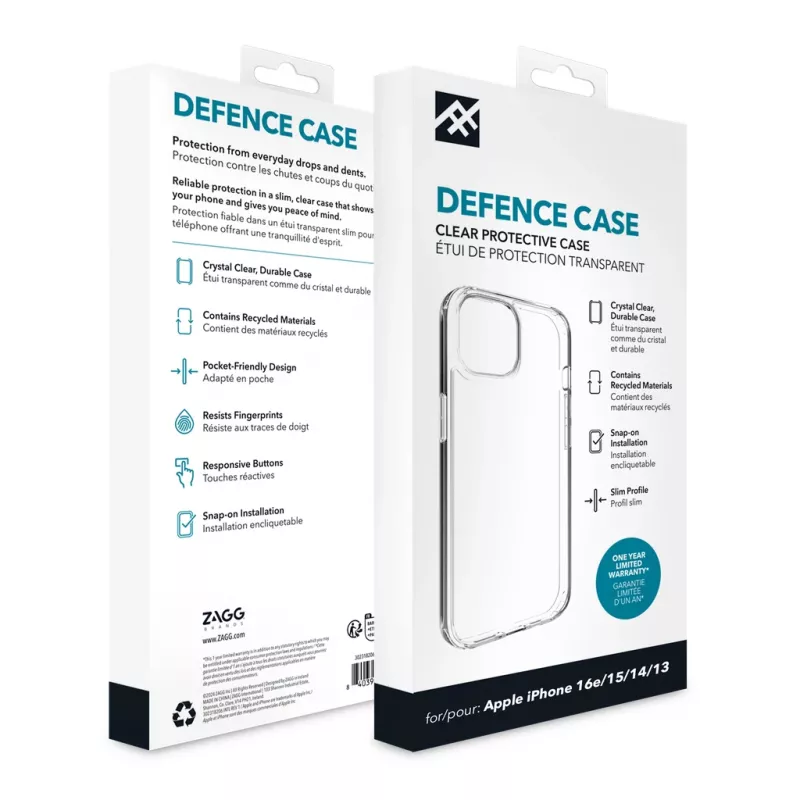 IFROGZ Defence Hülle iPhone 17e/16e/15/14/13 Clear, Cover, Apple, iPhone 17e/16e/15/14/13, 15,5 cm (6,1 Zoll), Transparent