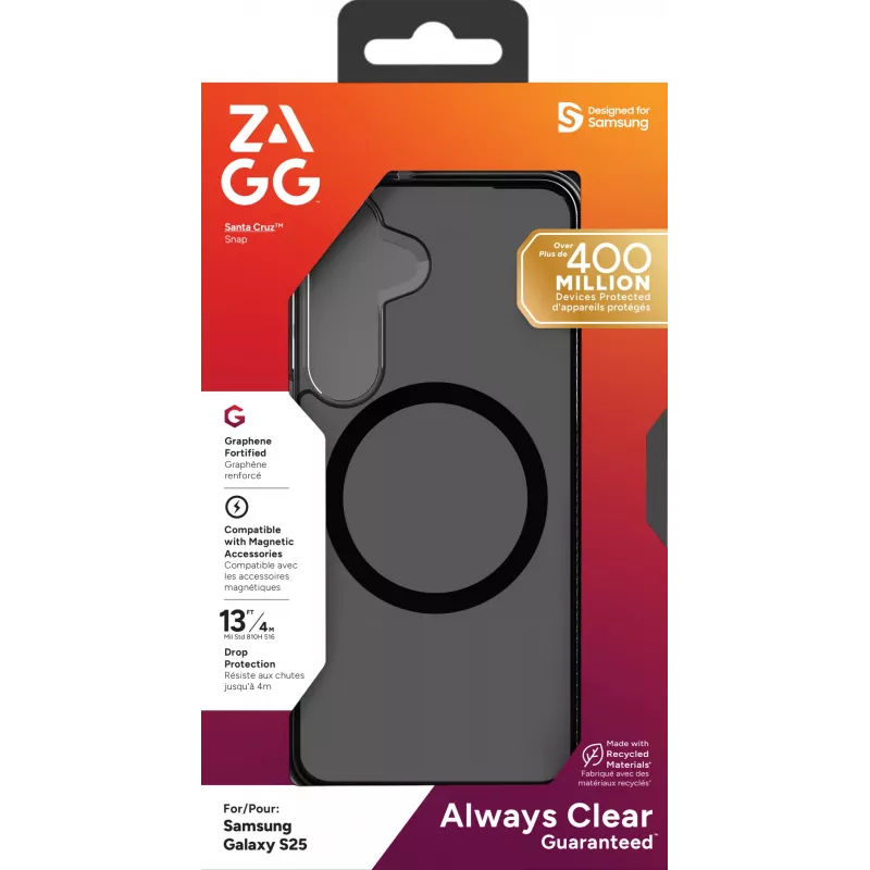 ZAGG Santa Cruz Snap Samsung Galaxy S25 Midnight, Cover, Samsung, Galaxy S25, 15,8 cm (6,2 Zoll), Grau