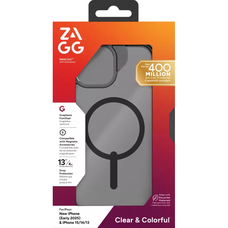 ZAGG Santa Cruz Snap Hülle iPhone 17e/16e/15/14/13 Schwarz, Cover, Apple, iPhone 17e/16e/15/14/13, 15,5 cm (6,1 inch), Schwarz